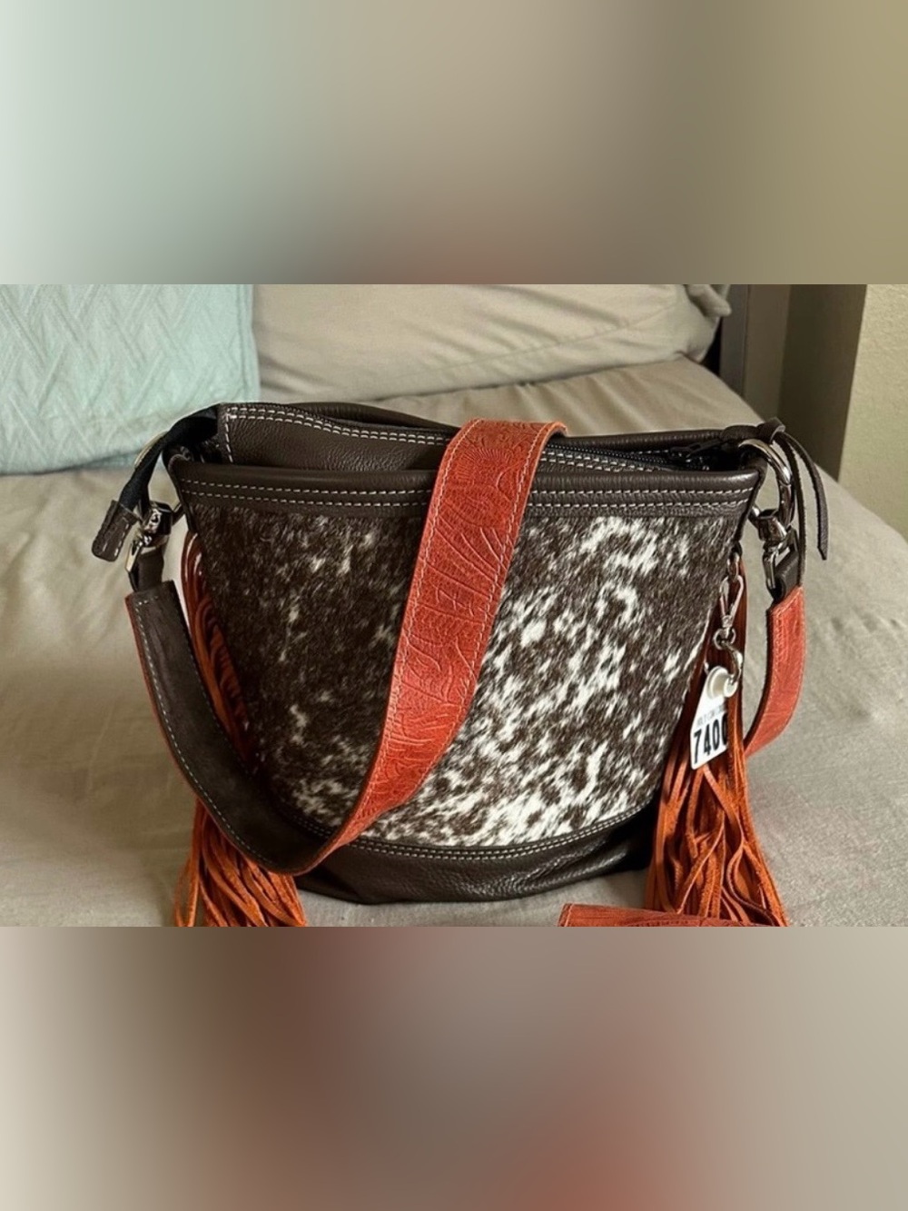 Holy Cow Couture mini messenger with fringe